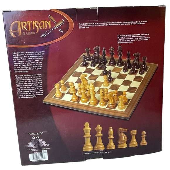 Excalibur Artisan Games Premium Grade Deluxe Wooden Wood Chess Set 3.25” King - Picture 2 of 16